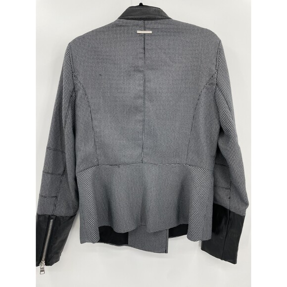 ARMANI EXCHANGE Gray Black Houndstooth Faux Vegan Leather Full Zip Jacket Size L - Picture 7 of 10